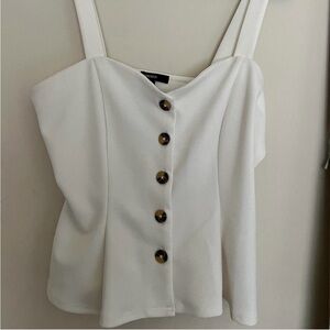 Forever 21 Cream Button-Down Tank Top